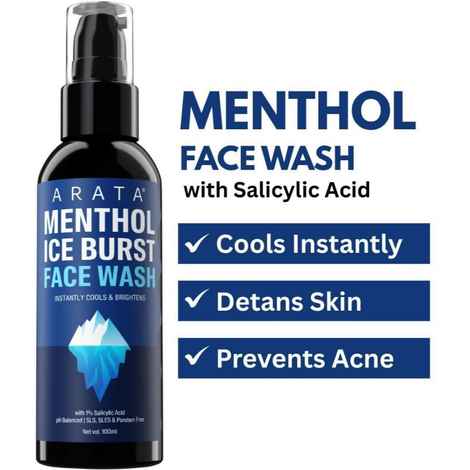 Buy Arata Menthol Ice Burst Face Wash with 1% Salicylic Acid | Brightens & Detans skin, Reduces & Prevents Acne | For all Skin Types 100 ml - Purplle