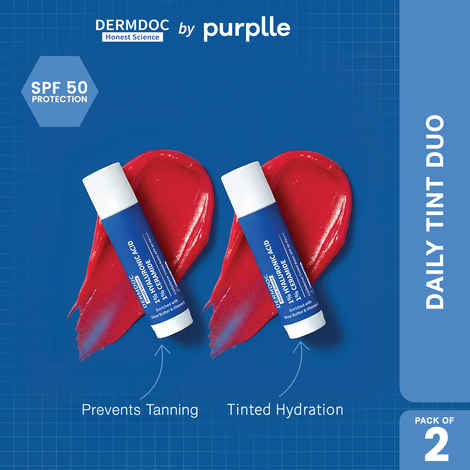 Buy DERMDOC Daily Tint Duo (Pack of 2) | Combo Saver Pack | Tinted Lip Balm SPF 50 with High Tint Coverage (4 gm) - Purplle
