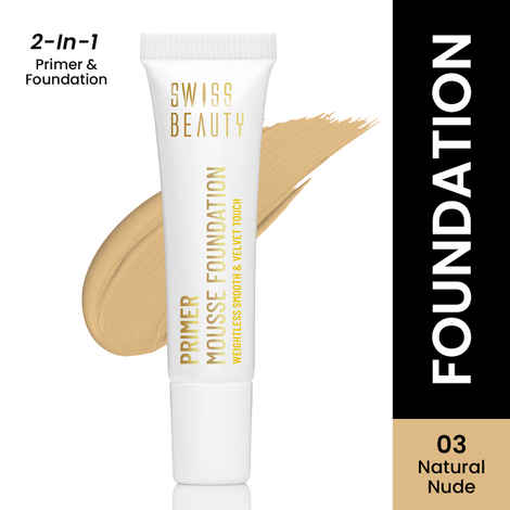 Buy Swiss Beauty Primer Mousse Foundation Mini | Matte Finish | Medium to Buildable Coverage | Lightweight - 5 ml, Natural Nude - Purplle