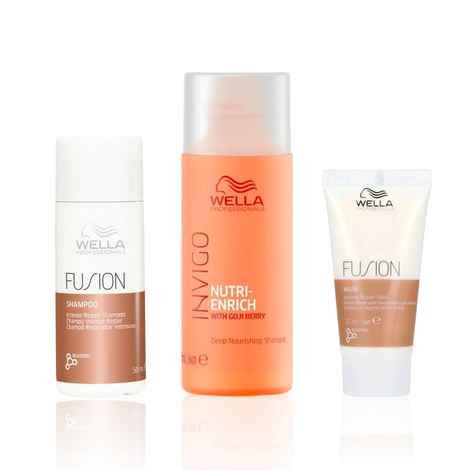 Buy Wella Professionals Fusion & Invigo Nutri-Enrich Repair Discovery Trio (2 Shampoos & Intense Repair Mask) - (50 ml + 50 ml + 30 ml) Combo of 3 - Purplle