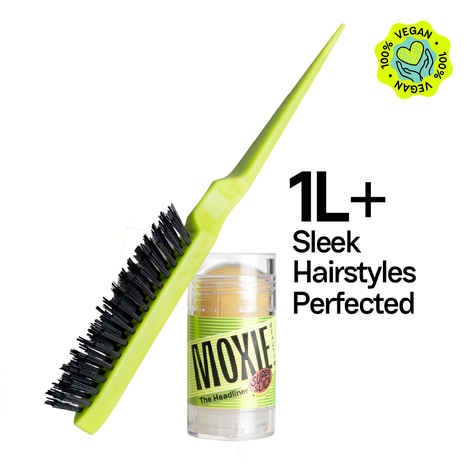 Buy Moxie Beauty The Headliner Wax stick and Finishing Brush Duo| Sleek & Polished Hair | Anti-Frizz | Smooth & Non-greasy Finish| Pack of 2 (1 Wax Stick - 30 gm & 1 Hair Finishing Brush) - Purplle