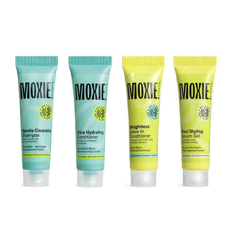 Buy Moxie Beauty Wavy Routine Trial Pack |Shampoo, Conditioner, Leave In Conditioner, Styling Serum Gel | Pack of 4 - 15 ml each - Purplle