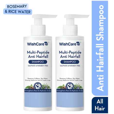 Buy WishCare Multi Peptide Anti Hairfall Shampoo Duo|Rice Water, Rosemary, Capilia Longa, HA & Caffeine Pack of 2 - Purplle