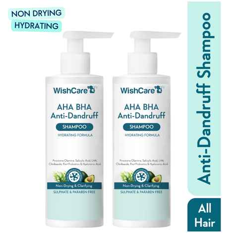 Buy WishCare Hydrating AHA BHA Anti Dandruff Shampoo Duo|Piroctone Olamine Salicylic Acid LHA Probiotics Pack of 2 - Purplle
