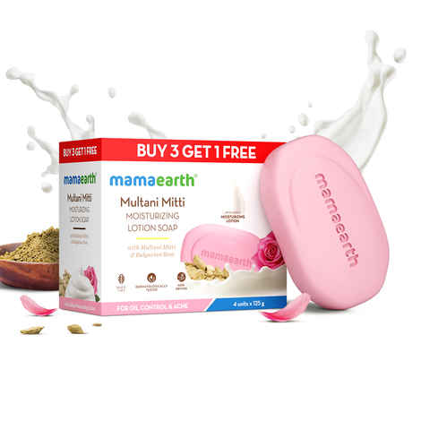 Buy Mamaearth Multani Mitti Moisturizing Lotion Soap (3 + 1 Free) (125 gm x 4) - Purplle