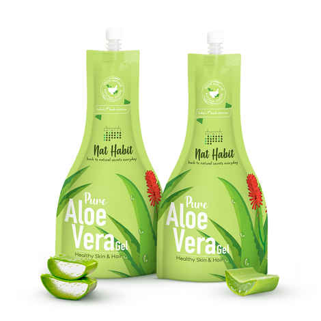 Buy Nat Habit Fresh Pure Aloe Vera Gel for Healthy Skin & Hair, Oil Free Moisturizer and Dandruff Rescue - Pack of 2 - Purplle