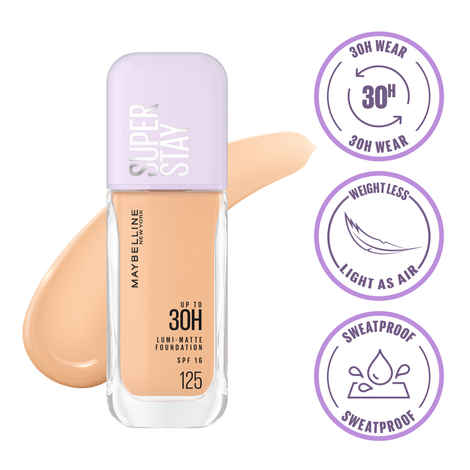 Buy Maybelline New York Super Stay Lumi-Matte Liquid Foundation 30H Longwear yet Light-As-Air, 125, 35 ml - Purplle
