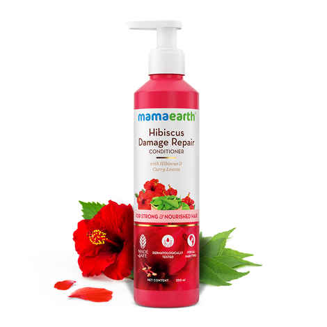 Buy Mamaearth Hibiscus Damage Repair Conditioner With Hibiscus & Curry Leaves for Strong & Nourished Hair- 250 ml | For Dry & Frizzy Hair | To Smoothen, Strengthen, Detangle | Suitable For All Hair Types - Purplle