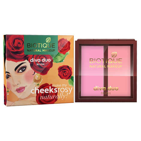 Buy Biotique Natural Makeup Diva Duo Blush (Sassy-N-Spicy)(9 gm) - Purplle