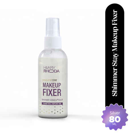 Buy Hilary Rhoda Shimmer Stay Makeup Fixer | Infused with Aloe Vera | Cruelty-Free & Vegan | Keeps Makeup Intact | Hydrates, Soothes & Refreshes Skin - 80 ml (Silver - Shade 03) - Purplle