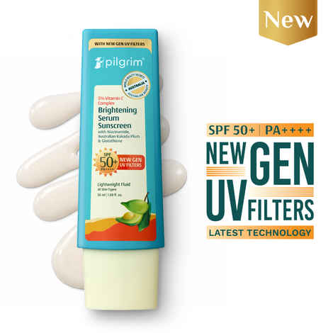 Buy Pilgrim 5% Vitamin C Complex Brightening Serum Sunscreen SPF 50+PA++++ In-Vivo tested Non sticky 50 ml - Purplle
