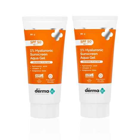 Buy The Derma Co. 1% Hyaluronic Sunscreen Aqua Gel with SPF 50 & PA++++ for Broad Spectrum & Blue Light Protection - 80 gm (Pack of 2) - Purplle