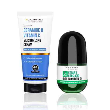 Buy Dr. Sheth's Hydration & Freshness Care Combo of 2(Ceramide & Vitamin C Moisturizing Cream – 100 gm + Kesar & Kojic Acid Underarm Roll On – 50 ml) - Purplle