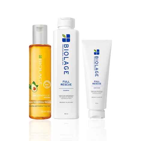 Buy Biolage Full Rescue Anti-Breakage & Smooth Trio | Shampoo (200 ml) + Conditioner (100 ml) + 6-in-1 Hair Serum (100 ml) - Combo of 3 - Purplle