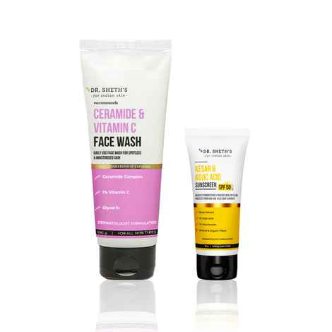 Buy Dr. Sheth's Ceramide & Vitamin C Cleanse & Sun Protection Combo (Face Wash – 100 gm + Sunscreen SPF 50+ PA++++ – 30 gm) Combo of 2 - Purplle