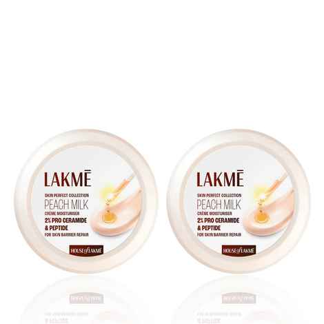 Buy Lakme Peach Creme Moisturiser Ceramide & Peptide Skin Barrier Repair & Hydrated Glow 100 gm (Pack of 2) - Purplle