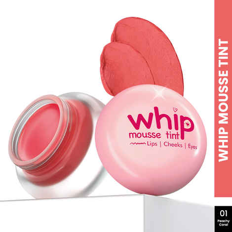 Buy Glam 21 Whip Mousse Tint 3-in-1 Lip, Cheeks & Eyes | Infused with Vitamin E, Jojoba Oil & Shea Butter | Waterproof & Long Stay | Travel-Friendly & Highly Pigmented | 4 gm Peachy Coral-01 - Purplle
