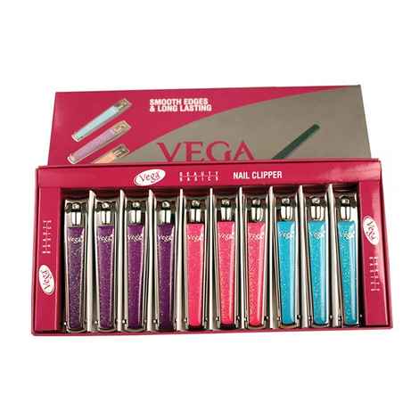 Buy Vega Large Nail Clipper 10 Pcs Box (Glitter) - LNCB-02 - Purplle