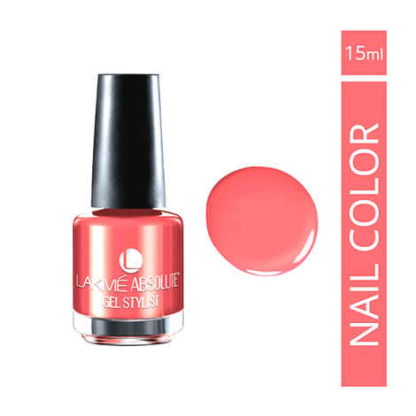Buy Lakme Absolute Gel Stylist Nail Colour Coral Rush (15 ml) - Purplle