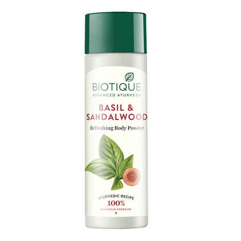 Buy Biotique Basil & Sandalwood Refreshing Body Powder (150 g) - Purplle