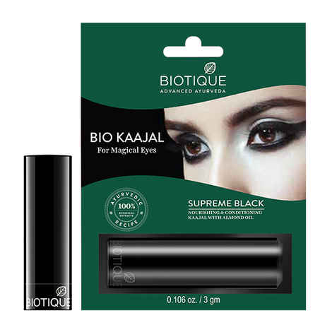 Buy Biotique Bio Kaajal Supreme Black Nourishing & Conditioning With Almond Oil (3 g) - Purplle