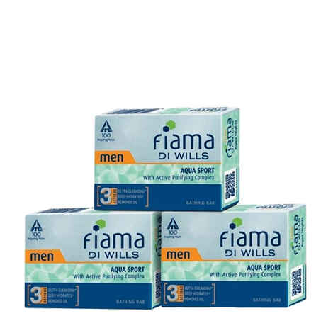 Buy Fiama Di Wills Men Aqua Sport Bathing Bar (100 g X 3) - Purplle