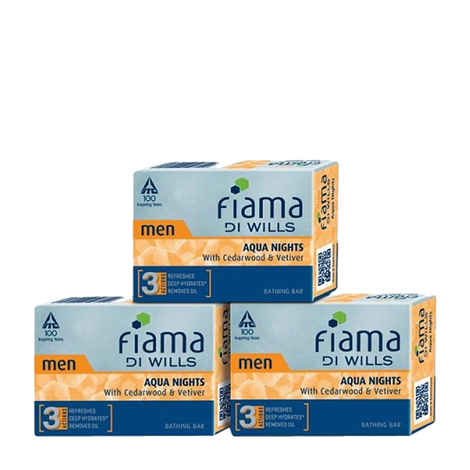 Buy Fiama Diwills Men Aqua Nights With Cedarwood and Vetiver Bathing Bar (3 X 100 g) - Purplle