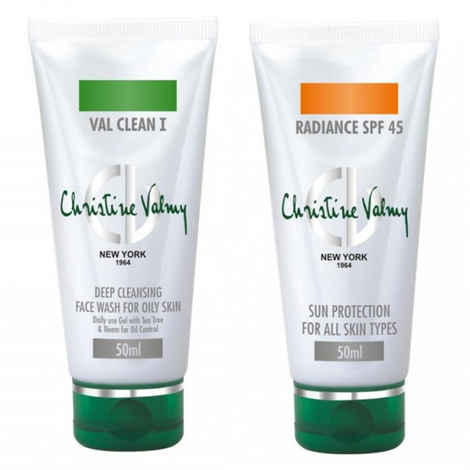 Buy Christine Valmy Val Clean 1 + Radiance SPF 45 Combo (50 ml) - Purplle