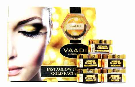Buy Vaadi Herbals Gold Facial Kit 24 Carat Gold Leaves, Marigold & Wheatgerm Oil, Lemon Peel Extract (270 g) (Pack Of 2) - Purplle