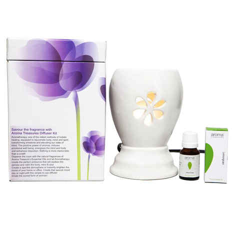 Buy Aroma Treasures Electric Diffuser - White + Lemon Grass Oil - Purplle