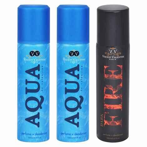 Buy Vincent Valentine Set of 2 Aqua de Valentine & 1 Dark Fire Deodorants (160 ml each) - Purplle