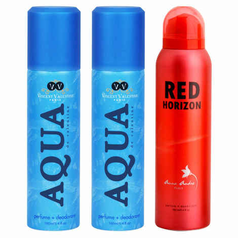 Buy Vincent Valentine Set of 2 Aqua De Valentine & 1 Red Horizon Deodorants (160 ml each) - Purplle
