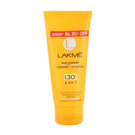 Buy Lakme Sun Expert Super Matte Lotion Sunscreen SPF 30 PA++ with Niacinamide & Vit C | Broad spectrum UVA/B protection | Blue light protection | No White Cast | for all dry, normal skin| 100ml - Purplle