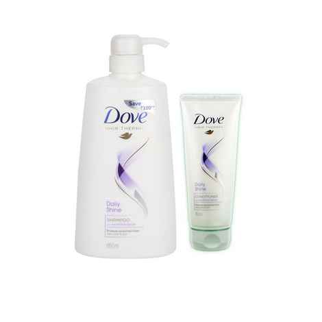 Buy Dove Hair Therapy Daily Shine Shampoo (650 ml) + Free Dove Hair Therapy Daily Shine Conditioner (80 ml) - Purplle