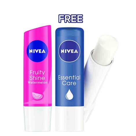 Buy Nivea Fruity Shine Watermelon (4.8 g) + (Free) Nivea Essential care - Purplle