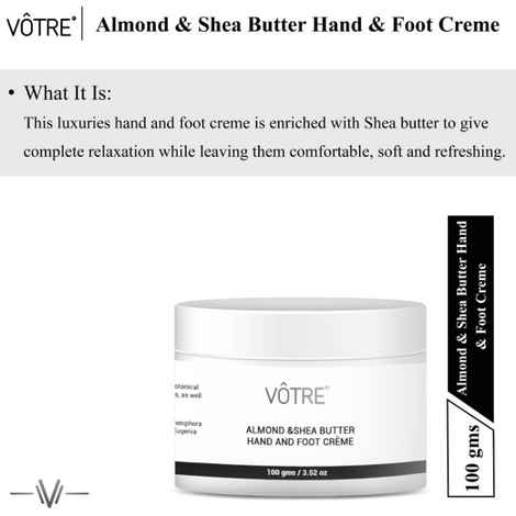 Buy VOTRE Almond & Shea Hand & Foot Cream 100 gm - Purplle