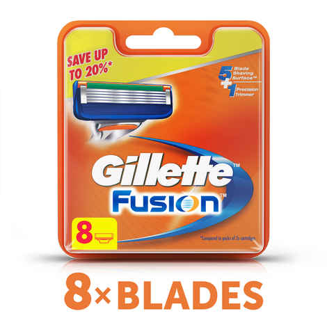 Buy Gillette Fusion Manual Shaving Razor Blades (Cartridge) 8s pack - Purplle