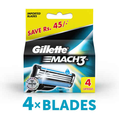 Buy Gillette Mach 3 Manual Shaving Razor Blades (Cartridge) 4s pack - Purplle