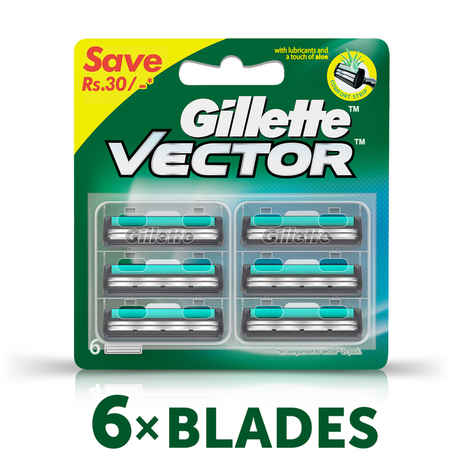 Buy Gillette Vector plus Manual Shaving Razor Blades (Cartridge) 6s pack - Purplle