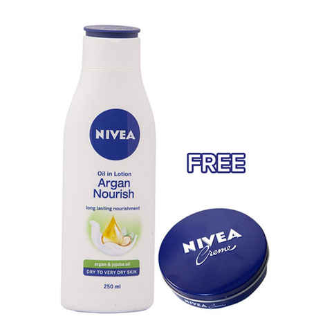 Buy Nivea Oil In Lotion Argan Nourish (250 ml)+Creme 20ml Free - Purplle
