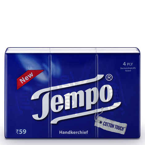 Buy Tempo Tissue Pocket Hanky Cotton Touch 4-Ply - Purplle