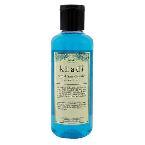 Buy Khadi Herbal Hair Cleanser With Mint Oil 210 ml By Swati Gramodyog - Purplle