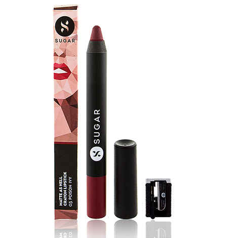 Buy SUGAR Cosmetics Matte As Hell Crayon Lipstick - 03 Poison Ivy (Wine) With Free Sharpener - Purplle