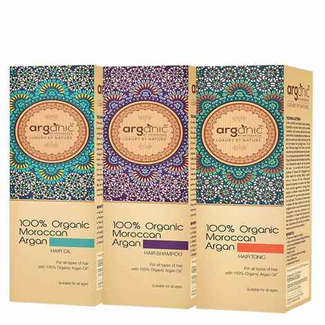 Buy ArganicA  100% Moroccan Hair Oil, Shampoo , Tonic Combo Pack (300 ml) - Purplle