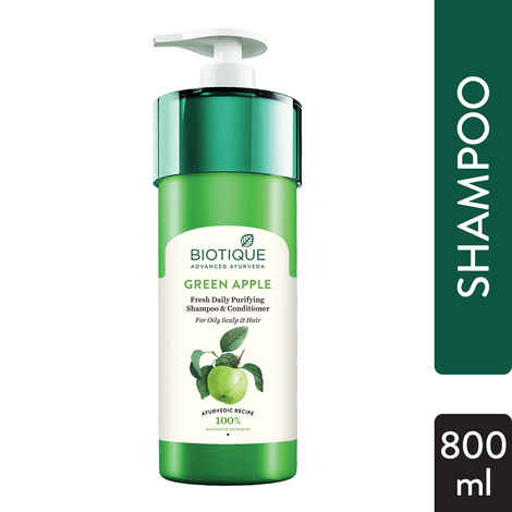 Buy Biotique Green Apple Fresh Daily Purifying Shampoo & Conditioner (800 ml) - Purplle