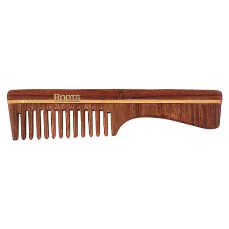 Buy Roots Rosewood Wide Teeth Comb For Wavy/Curly Long Hair With Handle - Purplle