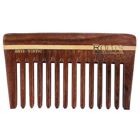 Buy Roots Rosewood Wide Teeth Travel Comb For Wavy/Curly Long Hair With Handle - Purplle