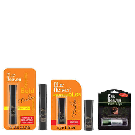 Buy Blue Heaven Fashion Eyeliner, Mascara & Herbal Kajal Combo (6 ml + 16 ml + 3 g) - Purplle