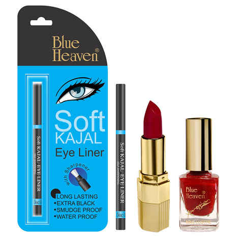 Buy Blue Heaven Xpression Lipstick R 002, Xpression Nail Paint 919 & Bh Kajal Liner Combo (4 g + 9 ml + 0.31 g) - Purplle