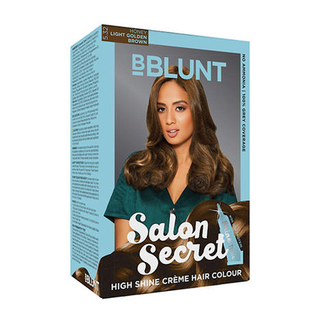 BBLUNT Salon Secret High Shine Creme Hair Colour Honey Light Golden Brown 5.32 (100 g) With Shine Tonic (8 ml)